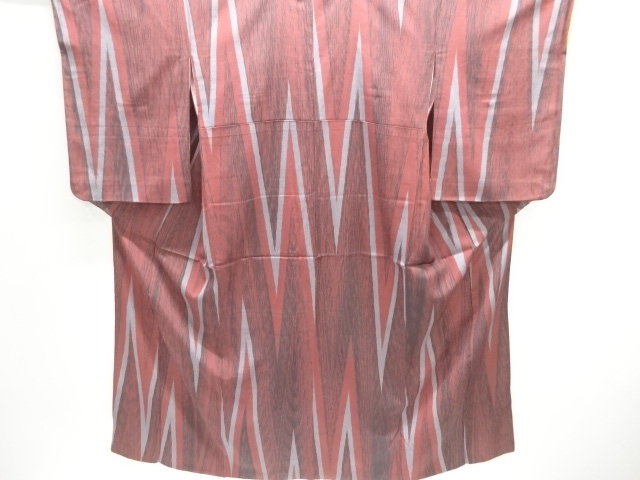 JAPANESE KIMONO / ANTIQUE OMESHI / TAISHO ROMAN STYLE / SILK / WOVEN KASURI PATTERN